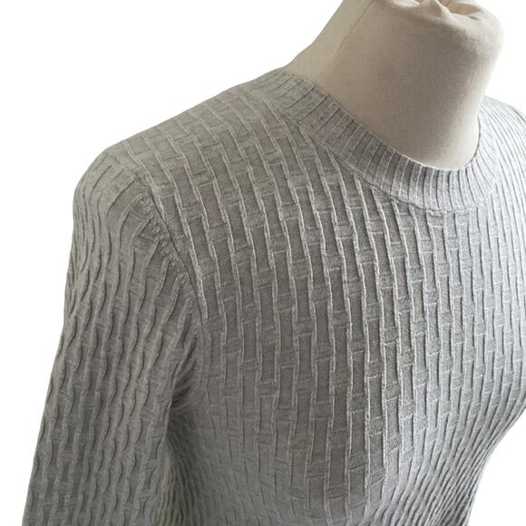 FRENCH CONNECTION Sweater Womens Sz Medium Grey Knit Textured Tunic Boho Chic - Picture 2 of 7